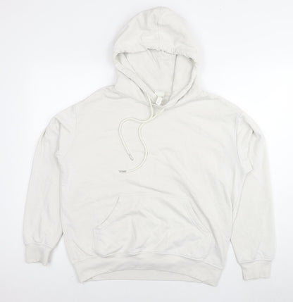 H&M Womens White Cotton Pullover Hoodie Size S Pullover