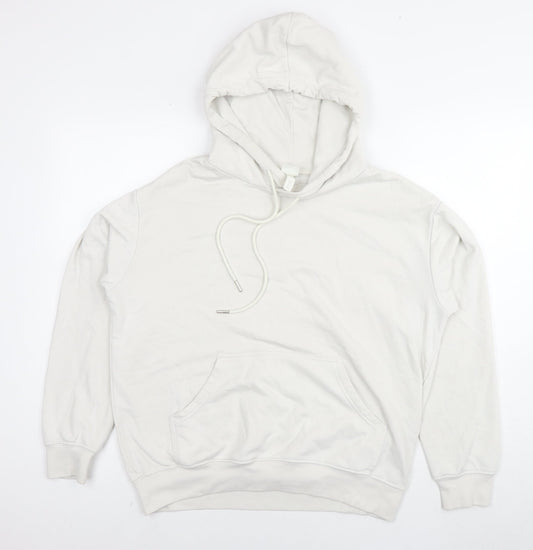 H&M Womens White Cotton Pullover Hoodie Size S Pullover