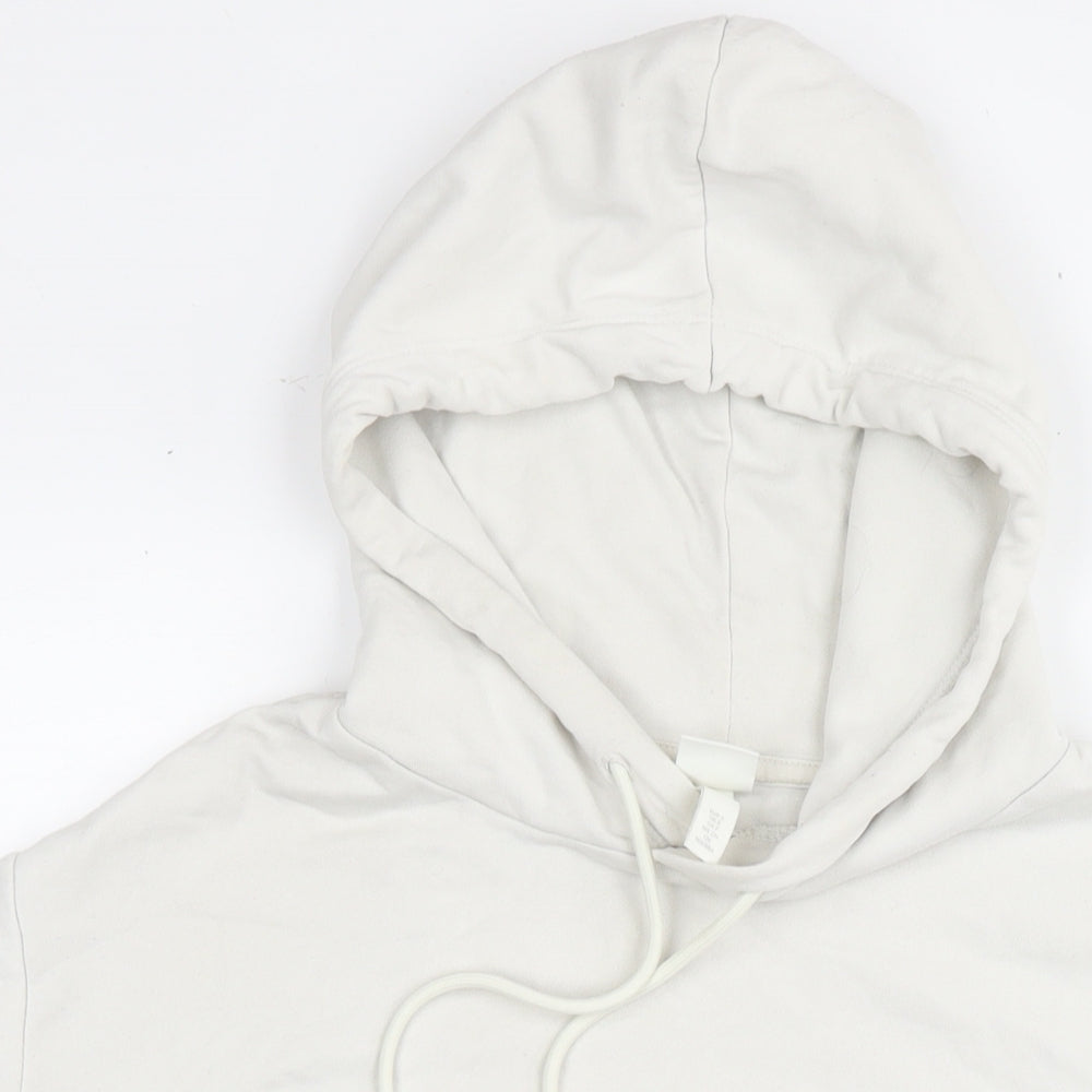 H&M Womens White Cotton Pullover Hoodie Size S Pullover