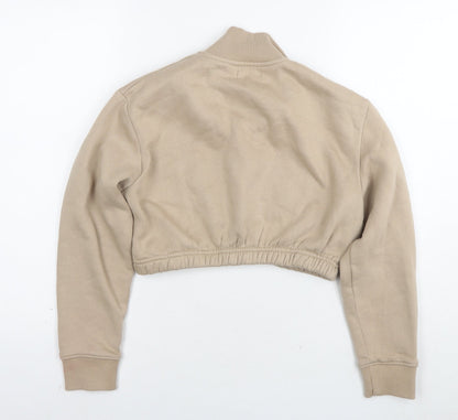 Boohoo Womens Brown Cotton Pullover Sweatshirt Size 8 Pullover - MMVI Cropped