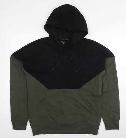 GOODMOVE Mens Green Cotton Pullover Hoodie Size S