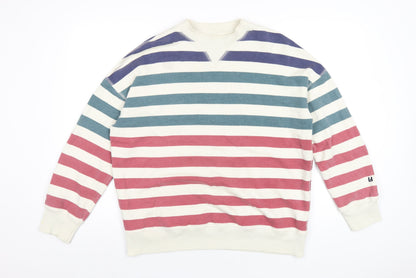 LEON & HARPER Womens Multicoloured Striped Cotton Pullover Sweatshirt Size XS Pullover