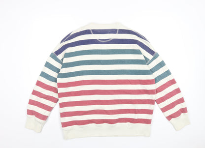 LEON & HARPER Womens Multicoloured Striped Cotton Pullover Sweatshirt Size XS Pullover