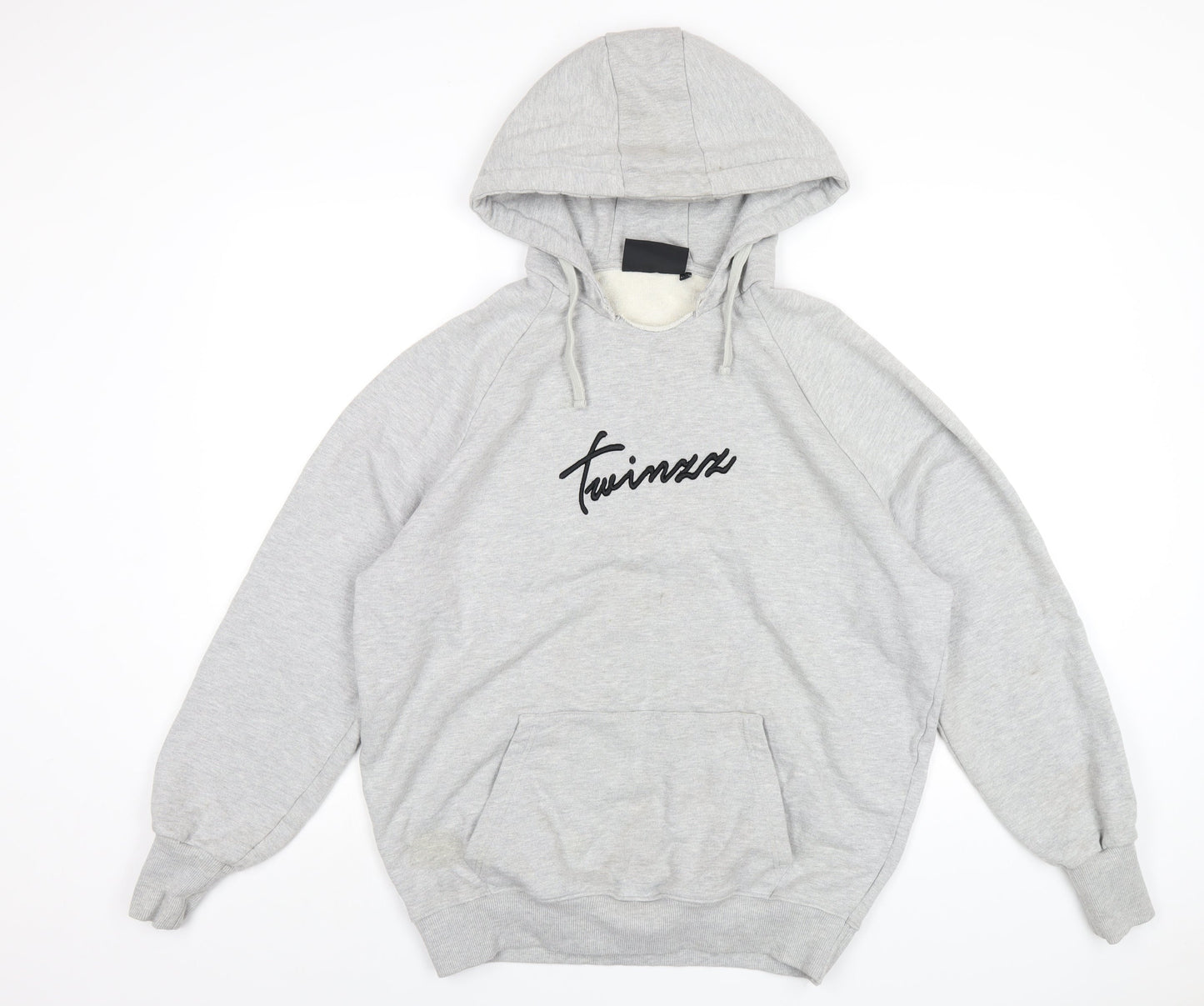 Twinzz Mens Grey Cotton Pullover Hoodie Size L
