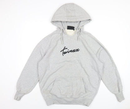 Twinzz Mens Grey Cotton Pullover Hoodie Size L