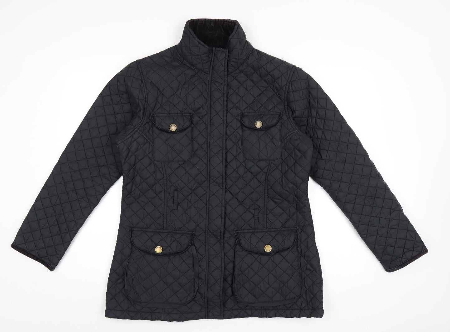 Sherwood Womens Black Quilted Coat Size 14 Zip