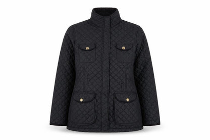Sherwood Womens Black Quilted Coat Size 14 Zip