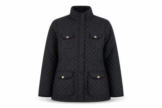 Sherwood Womens Black Quilted Coat Size 14 Zip