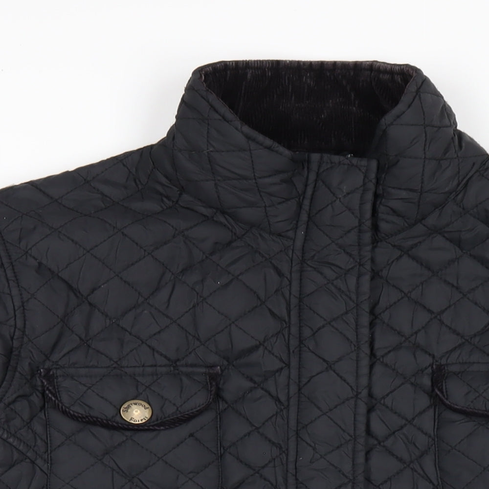 Sherwood Womens Black Quilted Coat Size 14 Zip