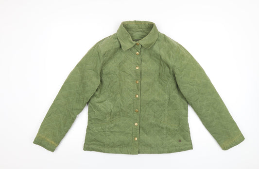 DASH Womens Green Quilted Coat Size 12 Snap