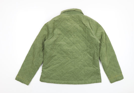 DASH Womens Green Quilted Coat Size 12 Snap