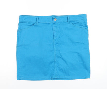 Mexx Womens Blue Cotton A-Line Skirt Size 41 in Zip