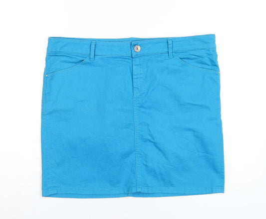 Mexx Womens Blue Cotton A-Line Skirt Size 41 in Zip