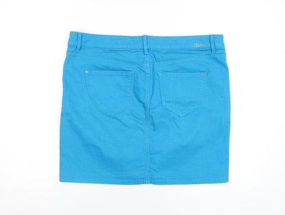 Mexx Womens Blue Cotton A-Line Skirt Size 41 in Zip