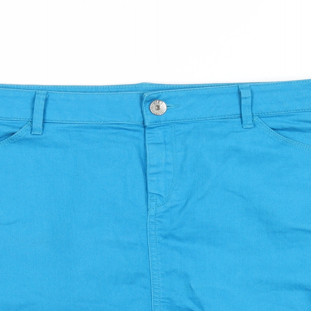 Mexx Womens Blue Cotton A-Line Skirt Size 41 in Zip