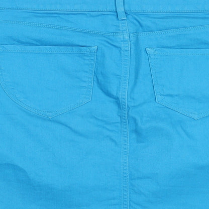 Mexx Womens Blue Cotton A-Line Skirt Size 41 in Zip