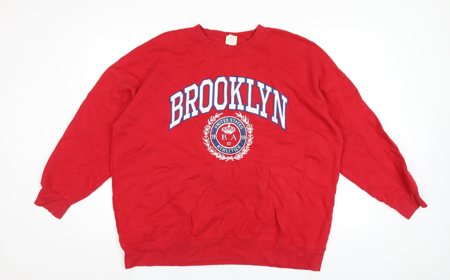 Brooklyn Athletics Womens Red Cotton Full Zip Sweatshirt Size M Pullover