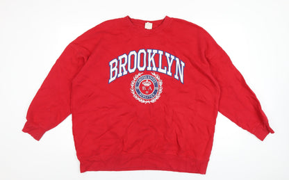 Brooklyn Athletics Womens Red Cotton Full Zip Sweatshirt Size M Pullover