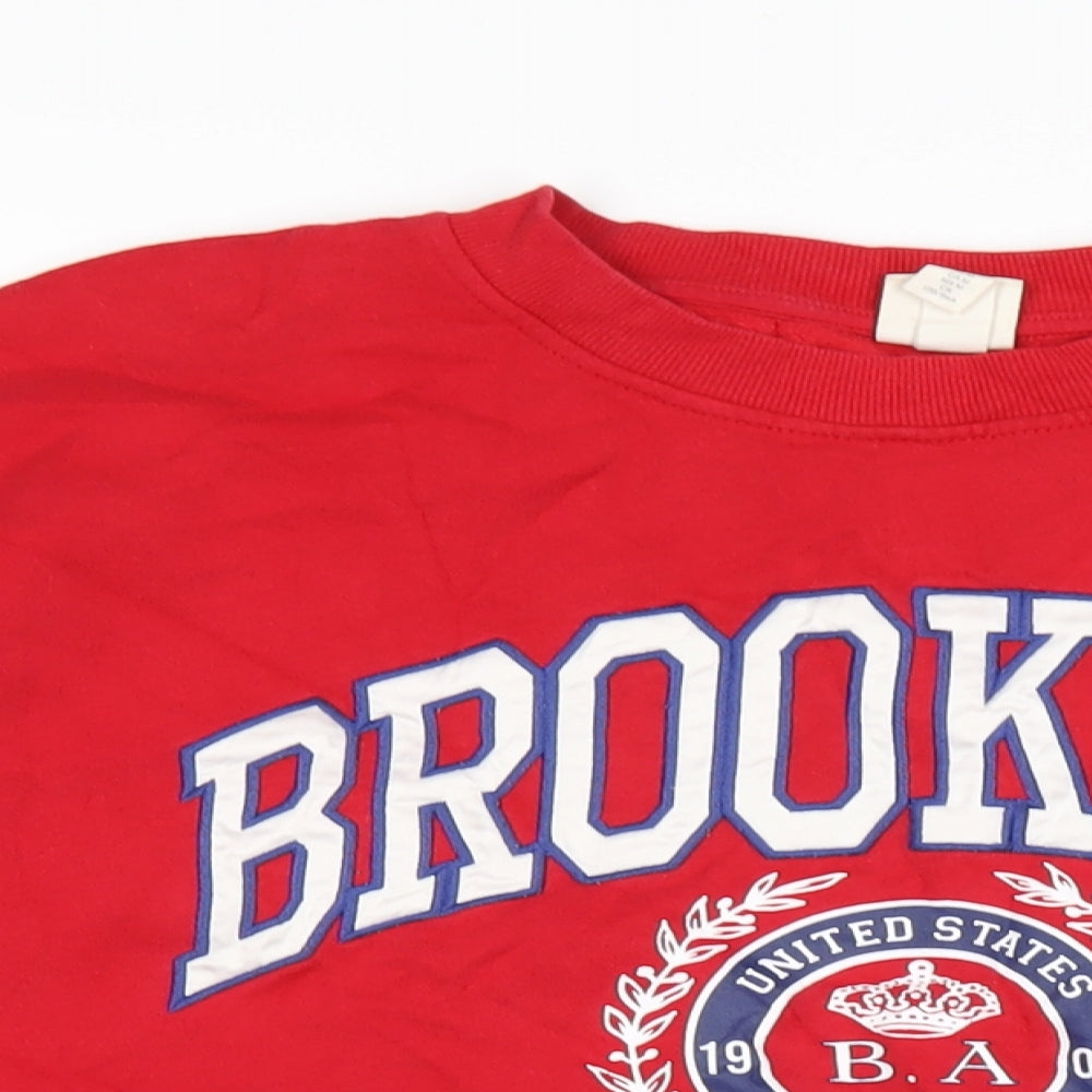 Brooklyn Athletics Womens Red Cotton Full Zip Sweatshirt Size M Pullover