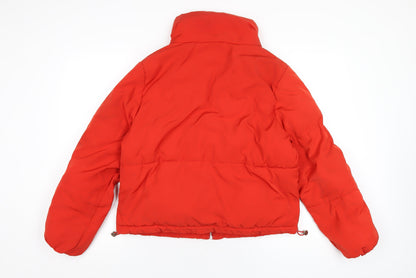 H&M Womens Orange Puffer Jacket Coat Size 10 Zip