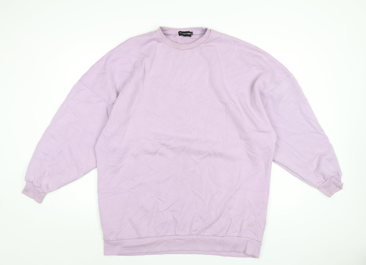 PRETTYLITTLETHING Womens Purple Cotton Pullover Sweatshirt Size 8 Pullover