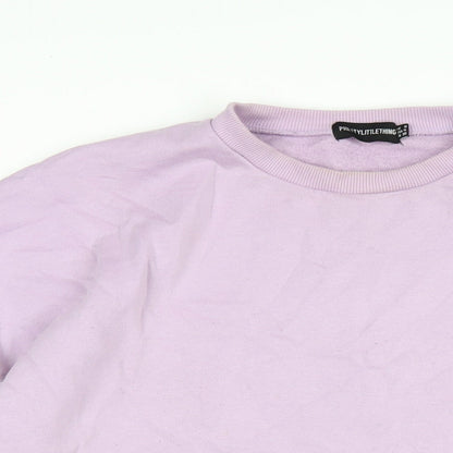 PRETTYLITTLETHING Womens Purple Cotton Pullover Sweatshirt Size 8 Pullover