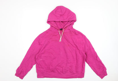 Marks & Spencer Womens Pink Cotton Pullover Hoodie Size 12 Pullover