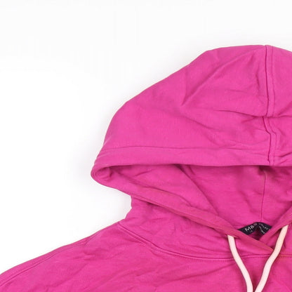 Marks & Spencer Womens Pink Cotton Pullover Hoodie Size 12 Pullover