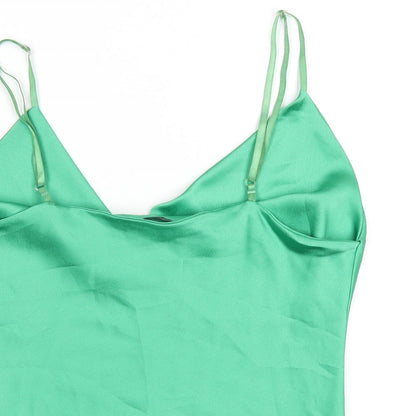 Boohoo Womens Green Polyester Camisole T-Shirt Size 10 Cowl Neck