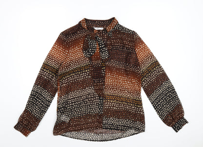Womens UK Size S Mango Brown Basic Blouse