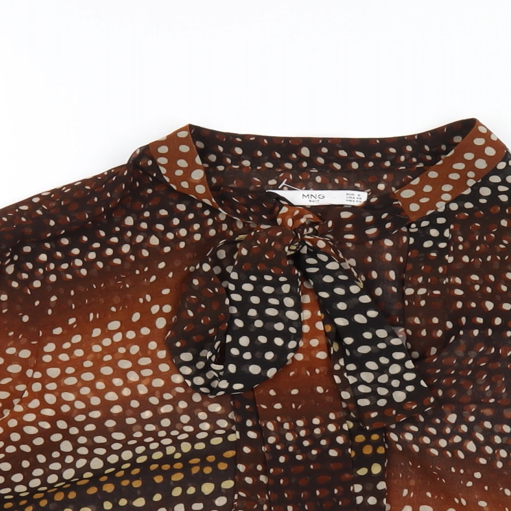 Womens UK Size S Mango Brown Basic Blouse