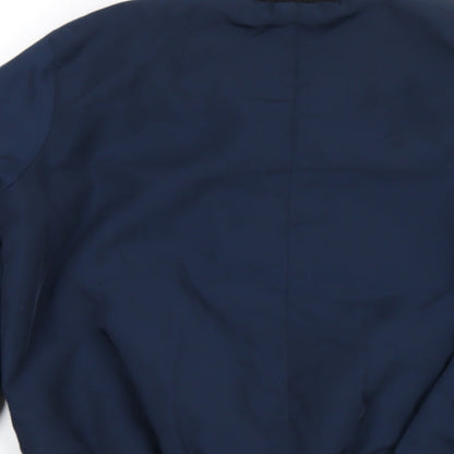 Miss Selfridge Womens Blue Bomber Jacket Coat Size 4 Zip