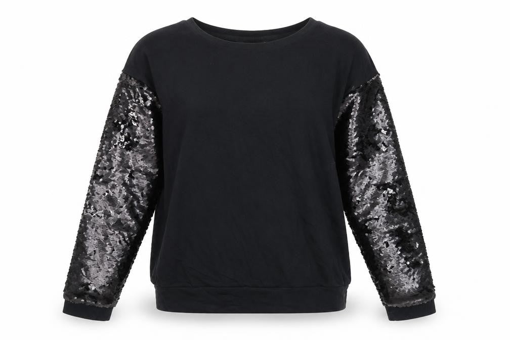 Next Womens Black Cotton Pullover Sweatshirt Size S Pullover - Sequin