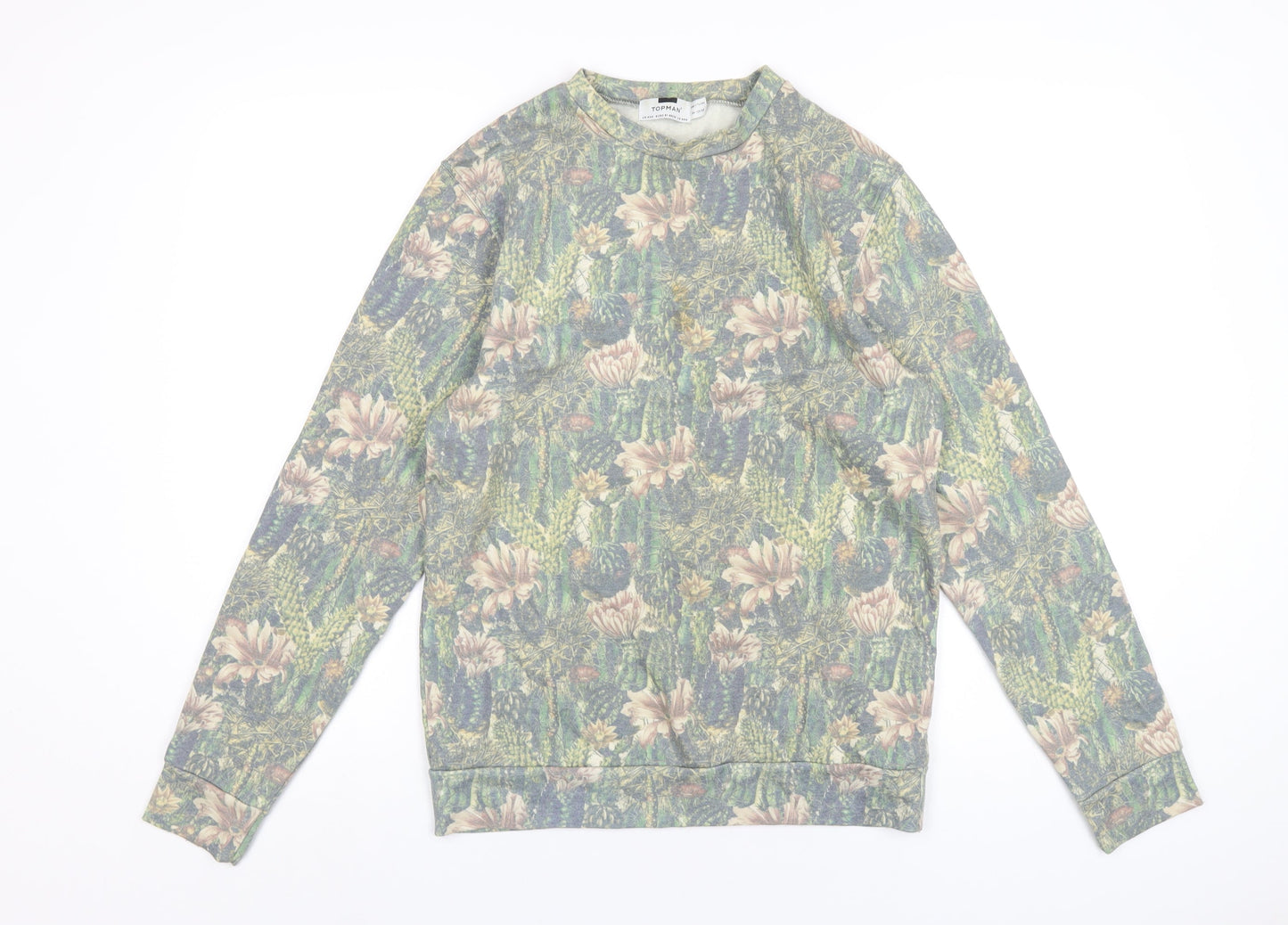 Topman Mens Multicoloured Floral Cotton Pullover Sweatshirt Size XS