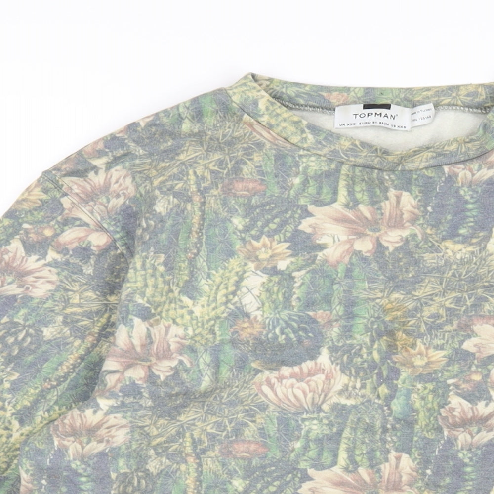 Topman Mens Multicoloured Floral Cotton Pullover Sweatshirt Size XS
