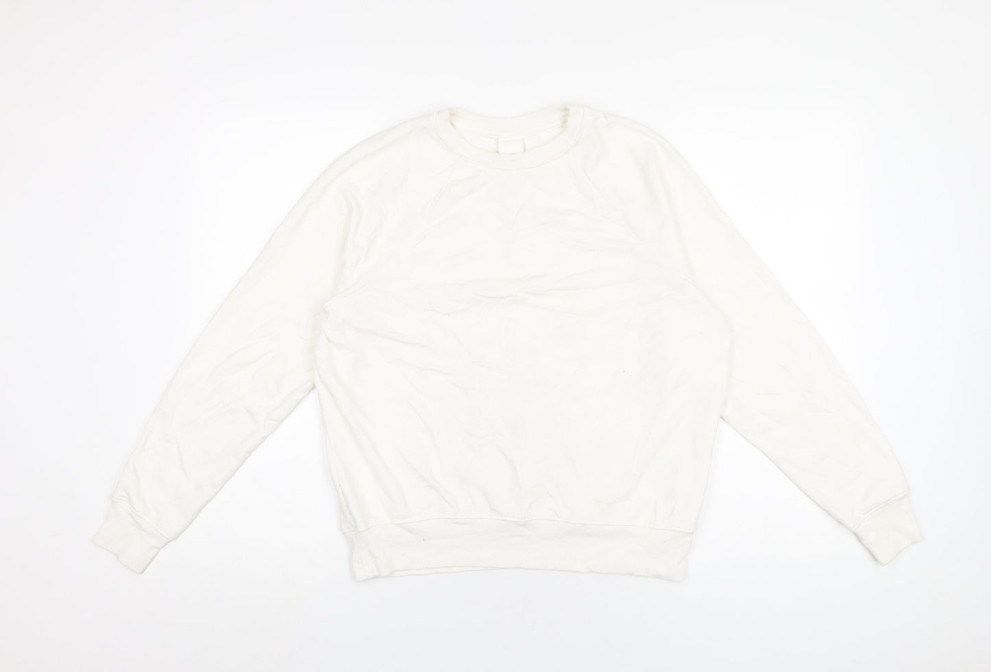 H&M Womens White Polyester Pullover Sweatshirt Size S Pullover