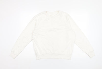 H&M Womens White Polyester Pullover Sweatshirt Size S Pullover