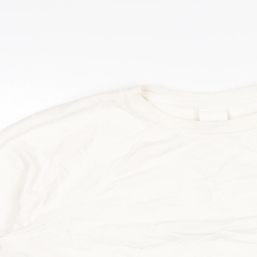 H&M Womens White Polyester Pullover Sweatshirt Size S Pullover