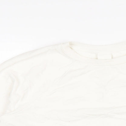 H&M Womens White Polyester Pullover Sweatshirt Size S Pullover