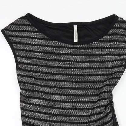 Stradivarius Womens Black Polyester A-Line Size S Round Neck Zip