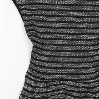 Stradivarius Womens Black Polyester A-Line Size S Round Neck Zip