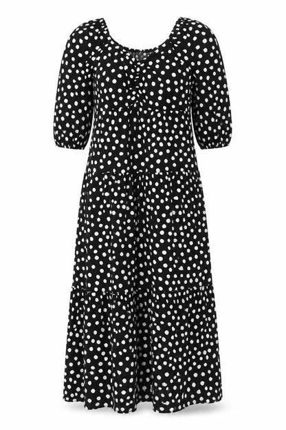 Roman Womens Black Polka Dot Viscose A-Line Size 10 Scoop Neck Pullover