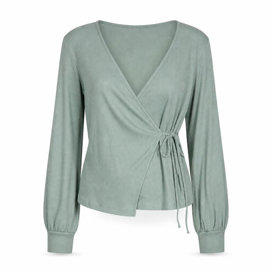 Womens UK Size L Topshop Green Wrap Blouse