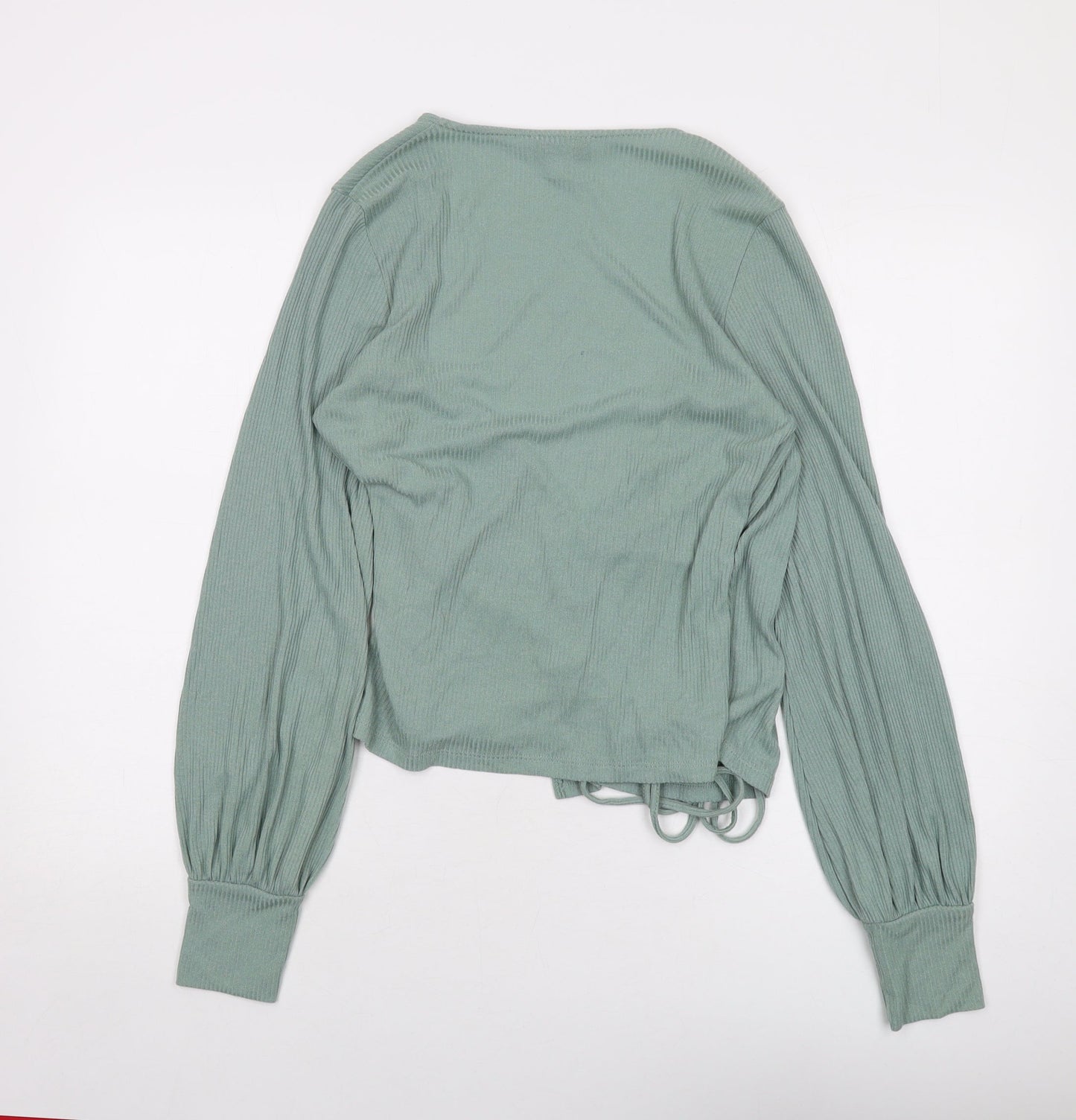 Womens UK Size L Topshop Green Wrap Blouse