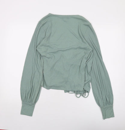 Womens UK Size L Topshop Green Wrap Blouse
