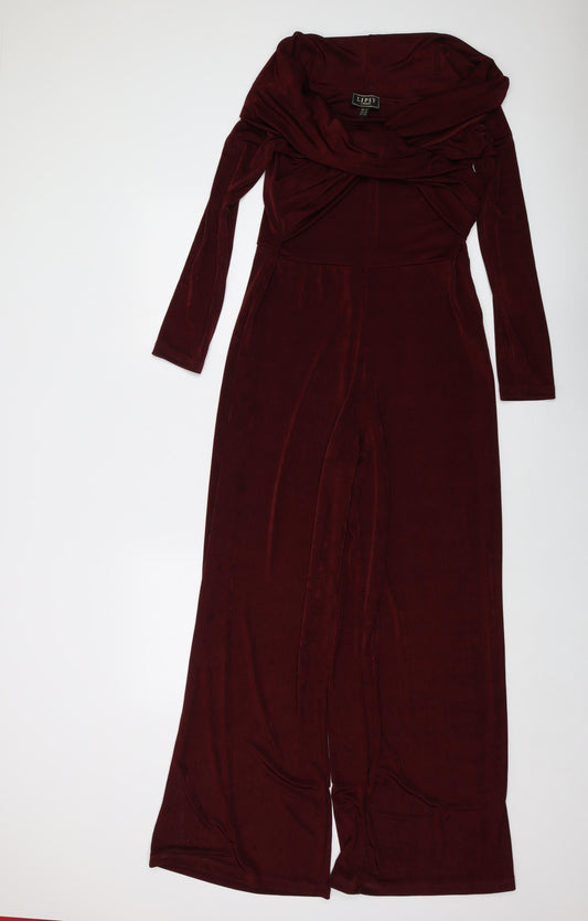 Lipsy Womens Red Polyester Jumpsuit One-Piece Size 14 Pullover