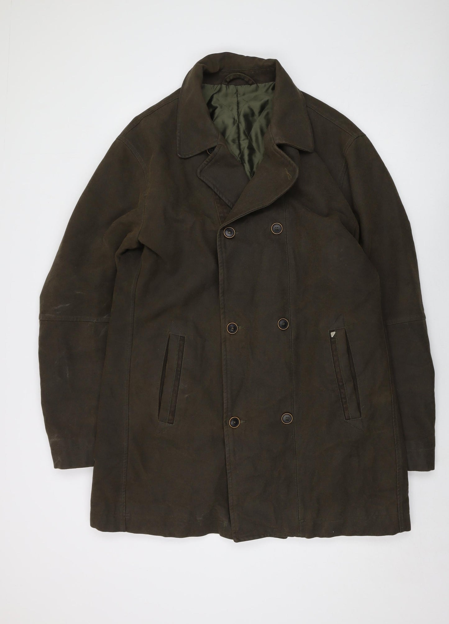 Mens UK Size L New Man Green Overcoat