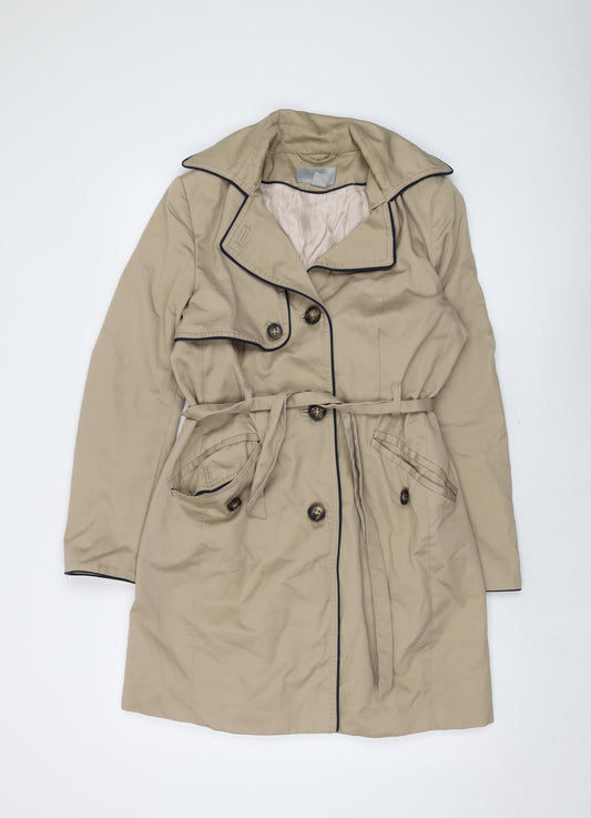Womens UK Size 10 H&M Beige Overcoat
