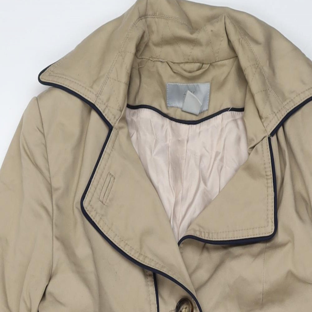 Womens UK Size 10 H&M Beige Overcoat