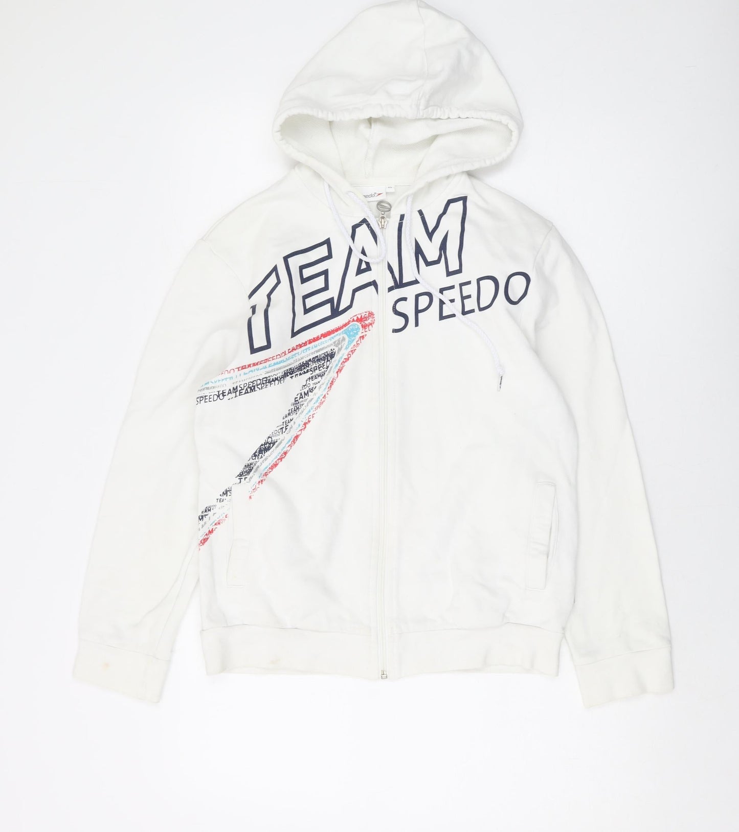 Speedo Womens Ivory Cotton Full Zip Hoodie Size 12 Zip